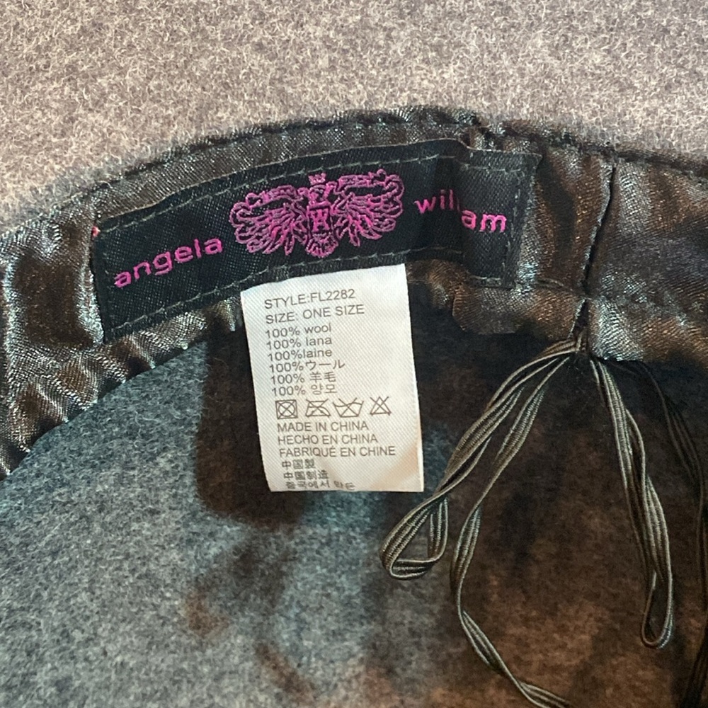 Elegant Gray Wool Floppy Sun Hat with Tan Leather Band by Angela & William, OS - Picture 6 of 6